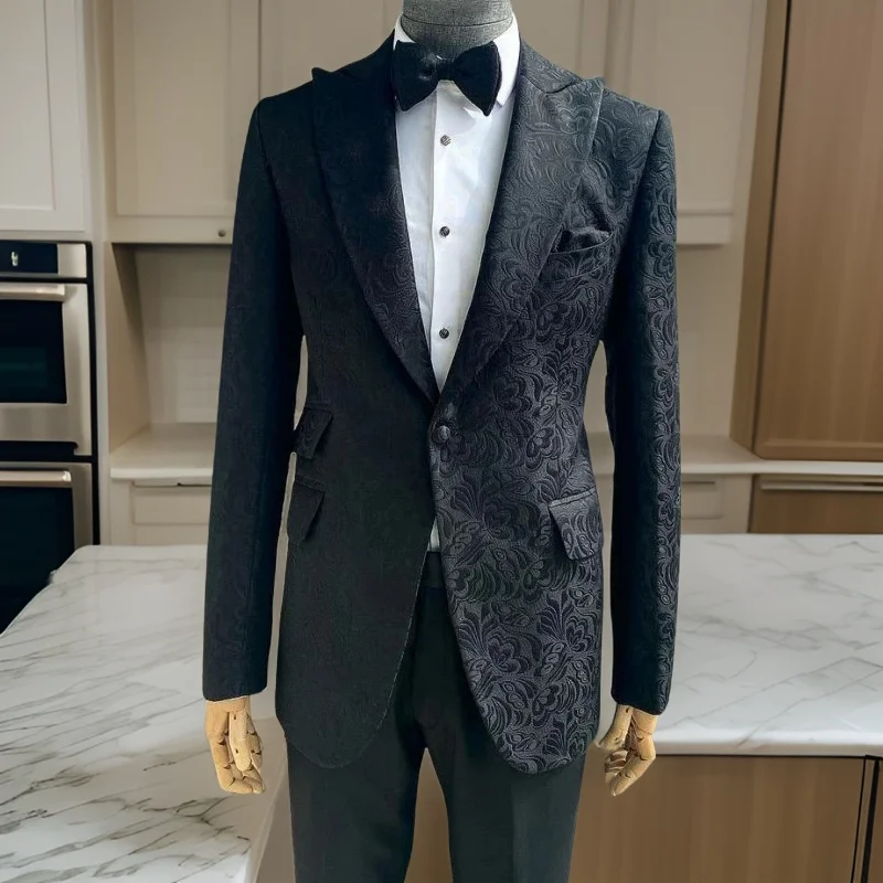 Black Floral Suits Slim Fit for Men Wedding 2 Pcs Custom Groom Tuxedo 2024 Peaked Lapel Fashion Costume ( Jacket + Pants )
Black Floral Suits Slim Fit for Men Wedding 2 Pcs Custom Groom Tuxedo 2024 Peaked Lapel Fashion Costume ( Jacket + Pants )