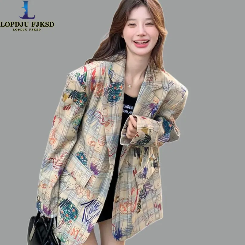 Single Breasted Blazers for Women, Loose Casual Long Coat, Female Tops,Print Doodle Jackets,Elegant Clothing,Spring and Autumn
Single Breasted Blazers for Women, Loose Casual Long Coat, Female Tops,Print Doodle Jackets,Elegant Clothing,Spring and Autumn