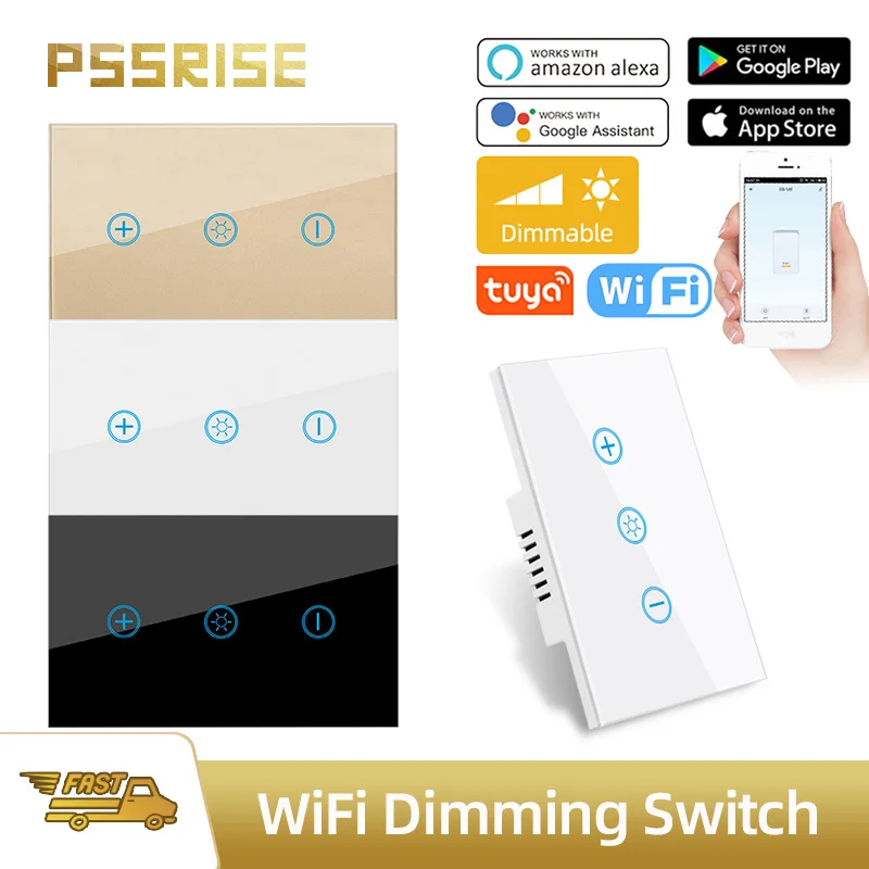 PSSRISE Tuya Wifi Smart Dimmer Switch US Smart Glass Panel Wall Touch Switch Smart Life APP Control Works With Alexa Google Home
PSSRISE Tuya Wifi Smart Dimmer Switch US Smart Glass Panel Wall Touch Switch Smart Life APP Control Works With Alexa Google Home