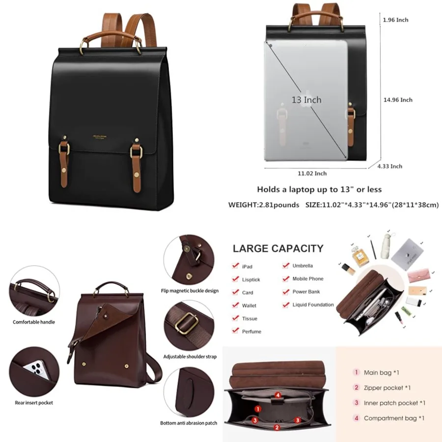Leather Backpack Purse For Women Fashion Ladies Vintage Bags Casual College Travel Backpacks Large bag
Leather Backpack Purse For Women Fashion Ladies Vintage Bags Casual College Travel Backpacks Large bag