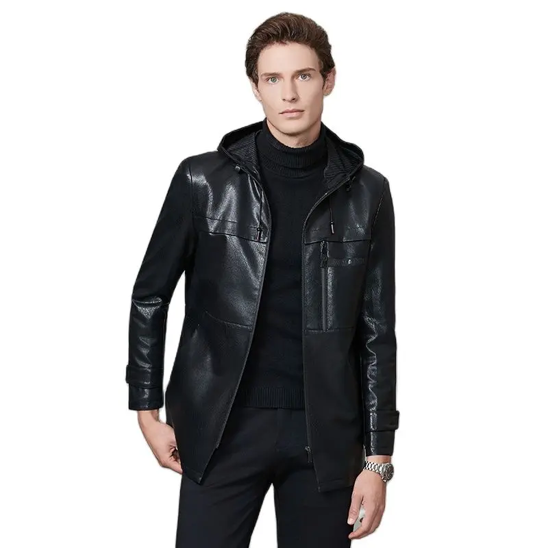 2023 Autumn Winter Men's Vintage Windproof Faux Leather Hooded Jackets Male Business Classic Slim Fit PU Suits Blazers Coats
2023 Autumn Winter Men's Vintage Windproof Faux Leather Hooded Jackets Male Business Classic Slim Fit PU Suits Blazers Coats