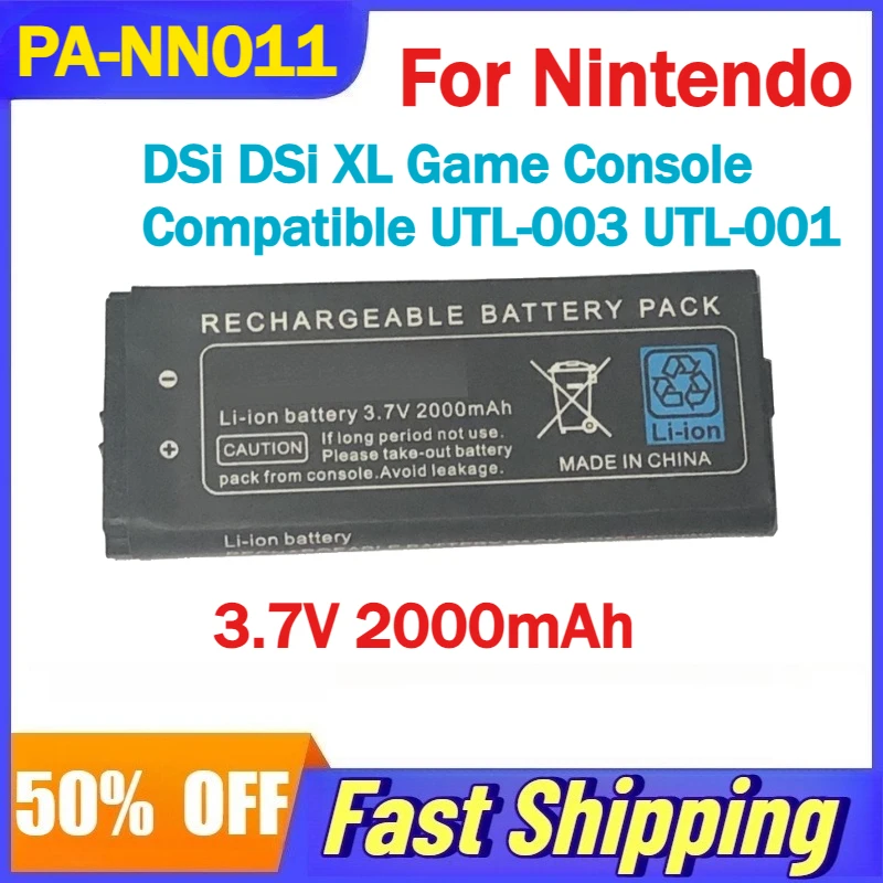 3.7V 2000mAh PA-NN011 Li-Ion Battery For Nintendo DSi DSi XL Game Console Compatible UTL-003 UTL-001 Batteries
3.7V 2000mAh PA-NN011 Li-Ion Battery For Nintendo DSi DSi XL Game Console Compatible UTL-003 UTL-001 Batteries