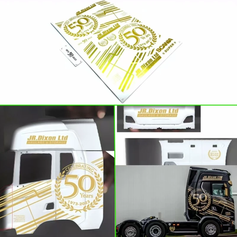 Simulation Model Toy Car JR.DIXON Gold Sticker Decoration for 1/14 Tamiya RC Truck Dump Truck Scania 770S Parts
Simulation Model Toy Car JR.DIXON Gold Sticker Decoration for 1/14 Tamiya RC Truck Dump Truck Scania 770S Parts