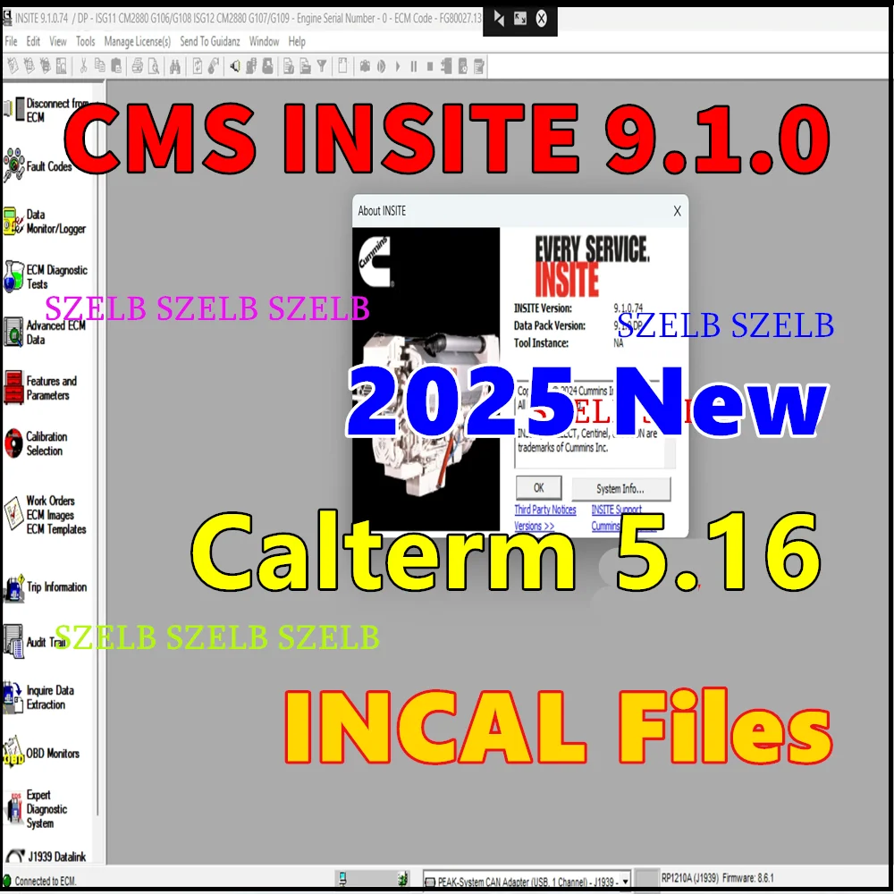 Новинка 2025 года Cummins Insite 9.1 + файлы INCAL + календарь 5,16 Программное обеспечение для диагностики двигателя Код неисправности Регулировка диагностического тестирования двигателя
Новинка 2025 года Cummins Insite 9.1 + файлы INCAL + календарь 5,16 Программное обеспечение для диагностики двигателя Код неисправности Регулировка диагностического тестирования двигателя