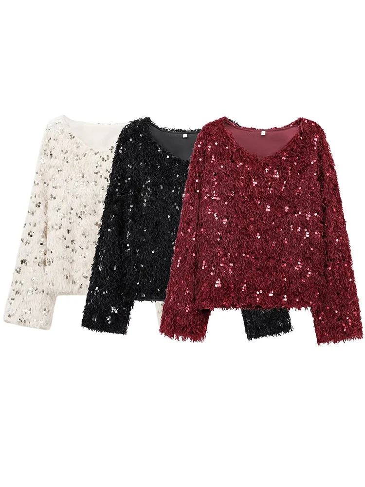 TRAFZA Elegant Temperament Sweater Woman Feather Decoration Sweater Women 2024 Autumn Long Sleeve Knitwear Pullover Top
TRAFZA Elegant Temperament Sweater Woman Feather Decoration Sweater Women 2024 Autumn Long Sleeve Knitwear Pullover Top