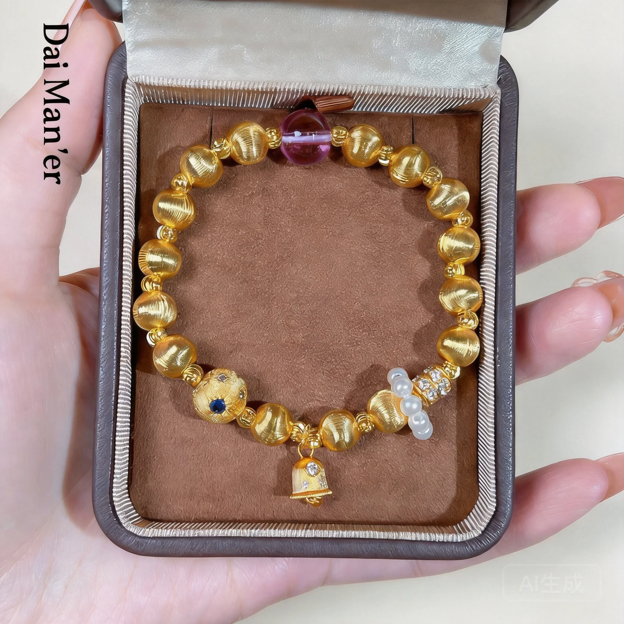 Chinese Style Lucky Fortune Attracting Golden Bell Charm Bracelet With Imitation Pearl Cat Eye Beads Planet Beads Delicate Light
Chinese Style Lucky Fortune Attracting Golden Bell Charm Bracelet With Imitation Pearl Cat Eye Beads Planet Beads Delicate Light