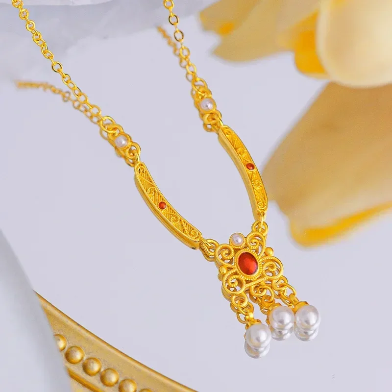 9999 Real Gold 24K Ancient Design Silk Jingyao Pearl Necklace High Color Retro Court Style Necklace
9999 Real Gold 24K Ancient Design Silk Jingyao Pearl Necklace High Color Retro Court Style Necklace