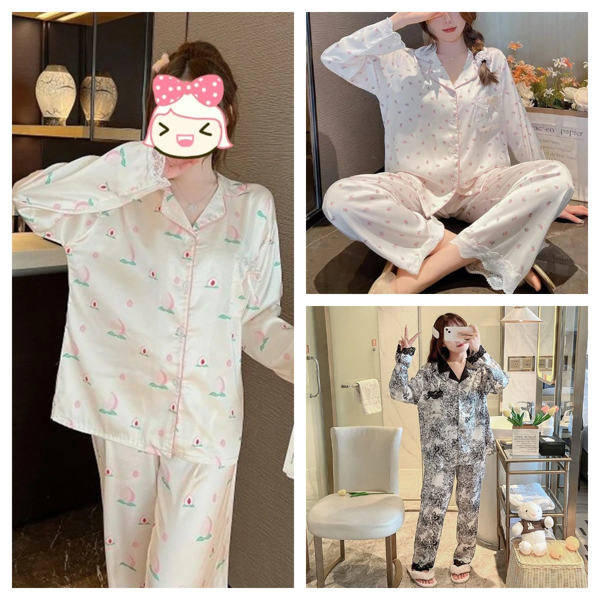 2-Pcs Women's Pajamas Spring Autumn Print Pyjama Faux Silk Satin Sleepwear Long Sleeve Trousers Button Pijama Homewear Thin New
2-Pcs Women's Pajamas Spring Autumn Print Pyjama Faux Silk Satin Sleepwear Long Sleeve Trousers Button Pijama Homewear Thin New