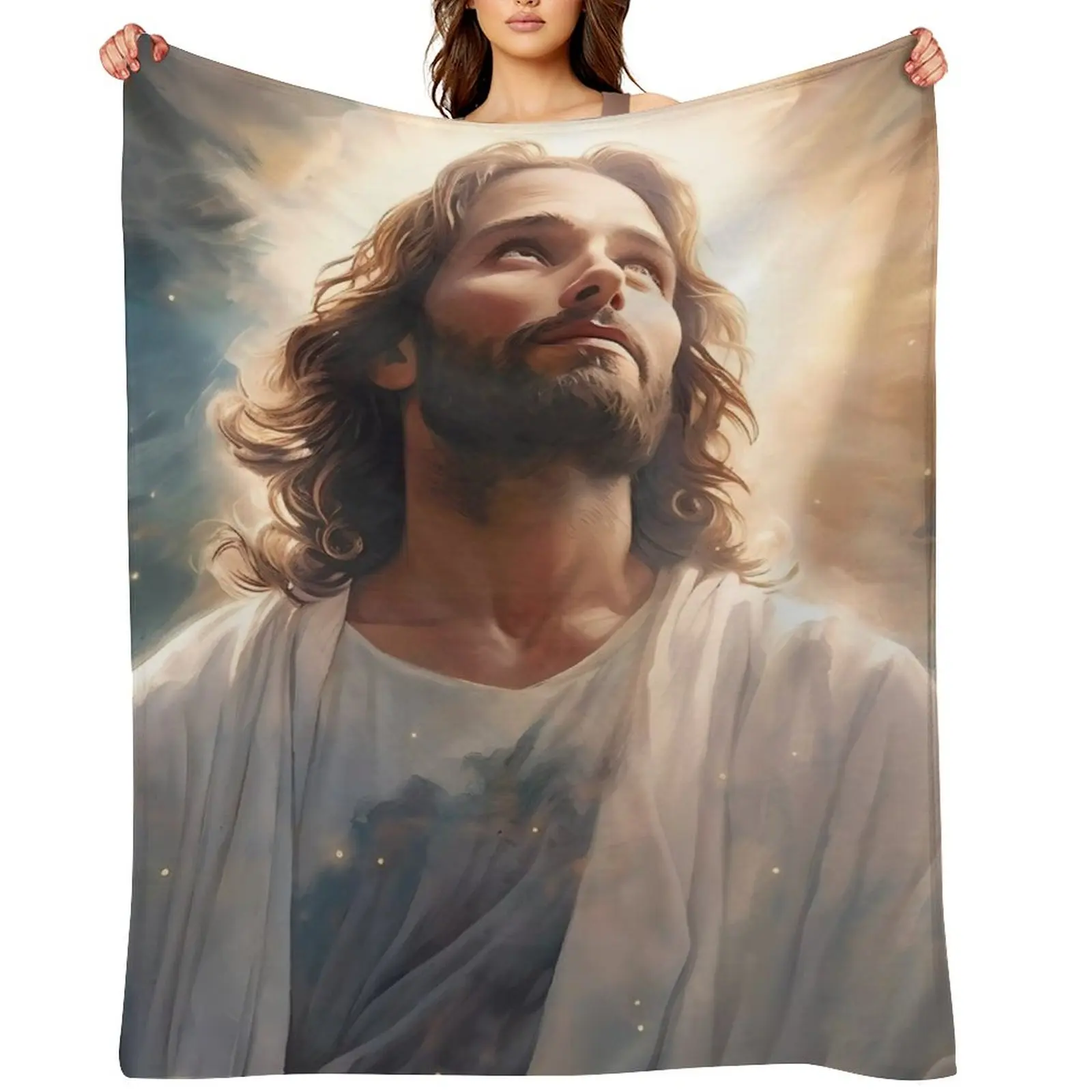 Epic Portrait of Almighty Jesus Christ Ascending to Heaven in the Vastness of the Starry Universe Throw Blanket
Epic Portrait of Almighty Jesus Christ Ascending to Heaven in the Vastness of the Starry Universe Throw Blanket