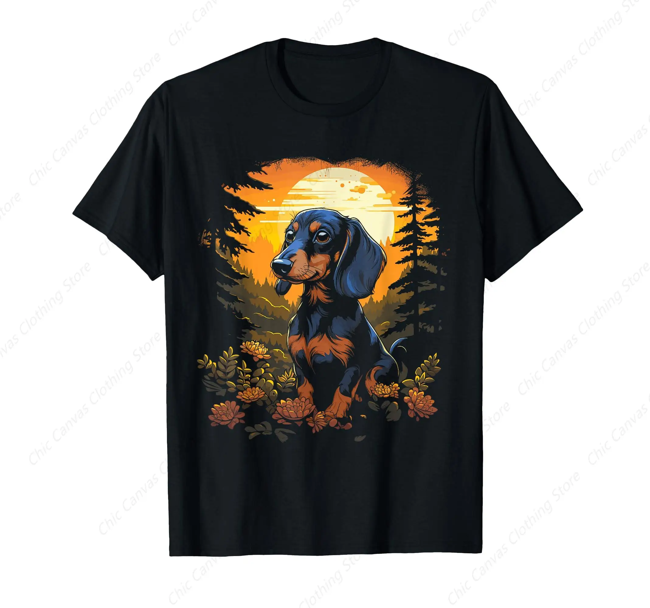 Sausage Dog In The Forest For Nature Enthusiasts T-Shirt Retro Printed Black Cotton Men'S And Women'S Short Sleeves
Sausage Dog In The Forest For Nature Enthusiasts T-Shirt Retro Printed Black Cotton Men'S And Women'S Short Sleeves