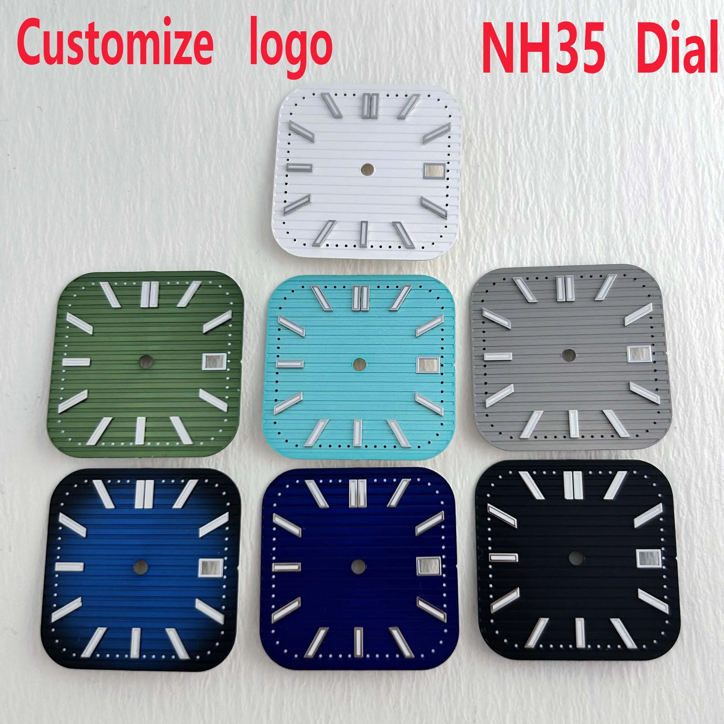 NH35 dial Square Dial Custom Logo Man's watch dial green luminous suitable for NH35/NH36 movement watch accessories repair tool
NH35 dial Square Dial Custom Logo Man's watch dial green luminous suitable for NH35/NH36 movement watch accessories repair tool