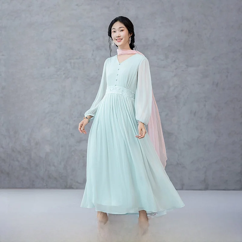 Ele Handmade Beaded Floral Fairy Long Silk Dr Women's A-Line Gown Lantern Sve V-Ne Mid-Waist Spring Autumn Wear
Ele Handmade Beaded Floral Fairy Long Silk Dr Women's A-Line Gown Lantern Sve V-Ne Mid-Waist Spring Autumn Wear