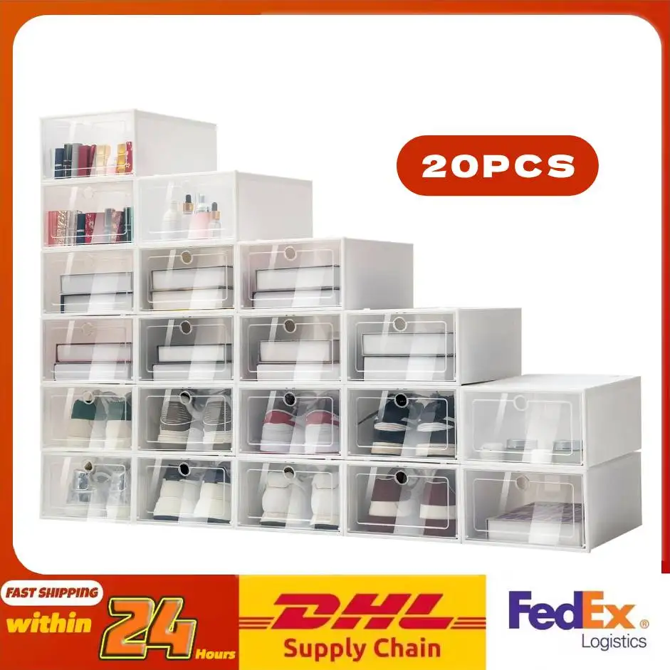 Clear Stackable Shoe Boxes 20 Pack Foldable Storage Box Organizer with Lids for Shoes Closet Bedroom Organization
Clear Stackable Shoe Boxes 20 Pack Foldable Storage Box Organizer with Lids for Shoes Closet Bedroom Organization