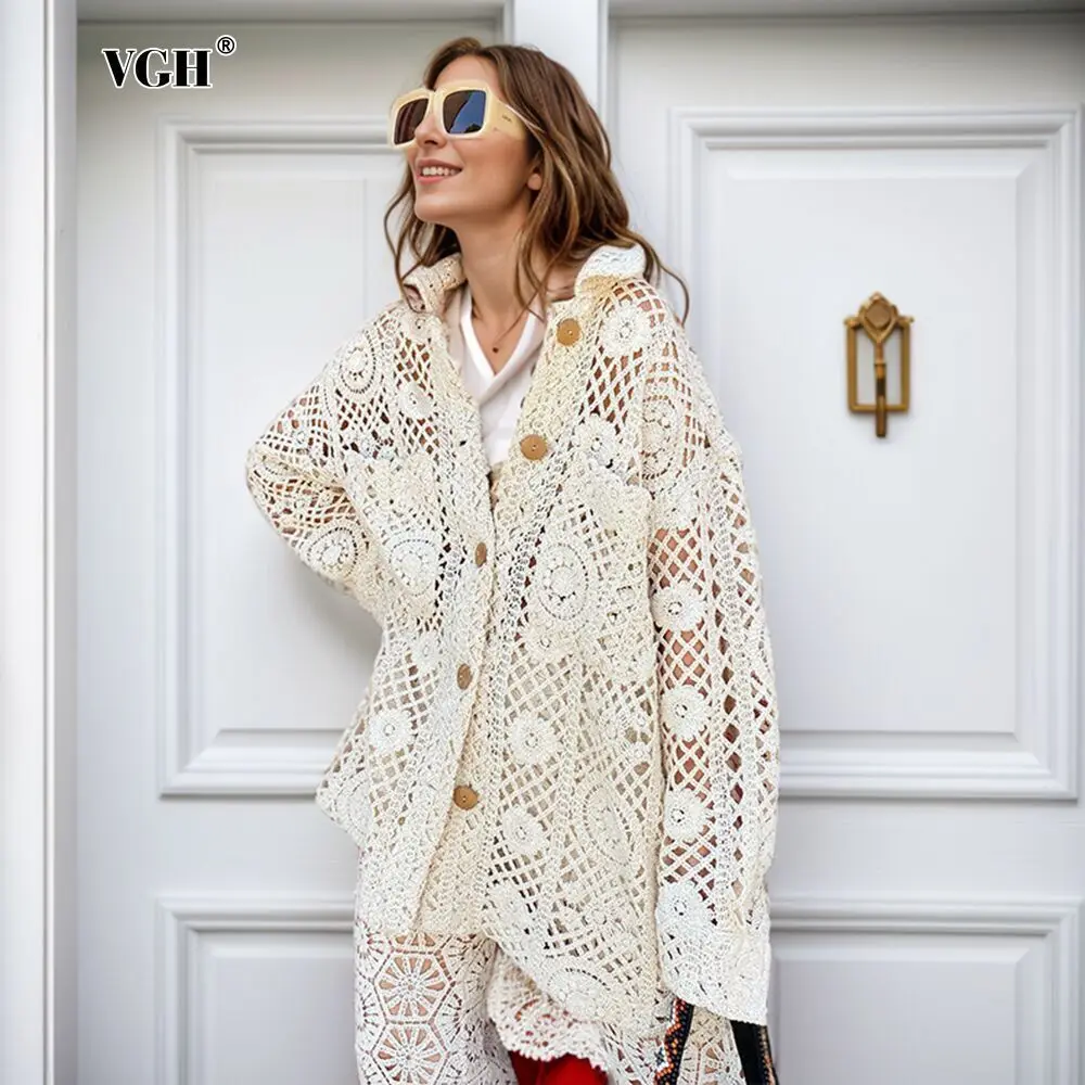 VGH Casual Hollow Out Loose Shirts For Women For Women Lapel Long Sleeve Patchwork Button Minimalist Cjic Blouses Female New
VGH Casual Hollow Out Loose Shirts For Women For Women Lapel Long Sleeve Patchwork Button Minimalist Cjic Blouses Female New