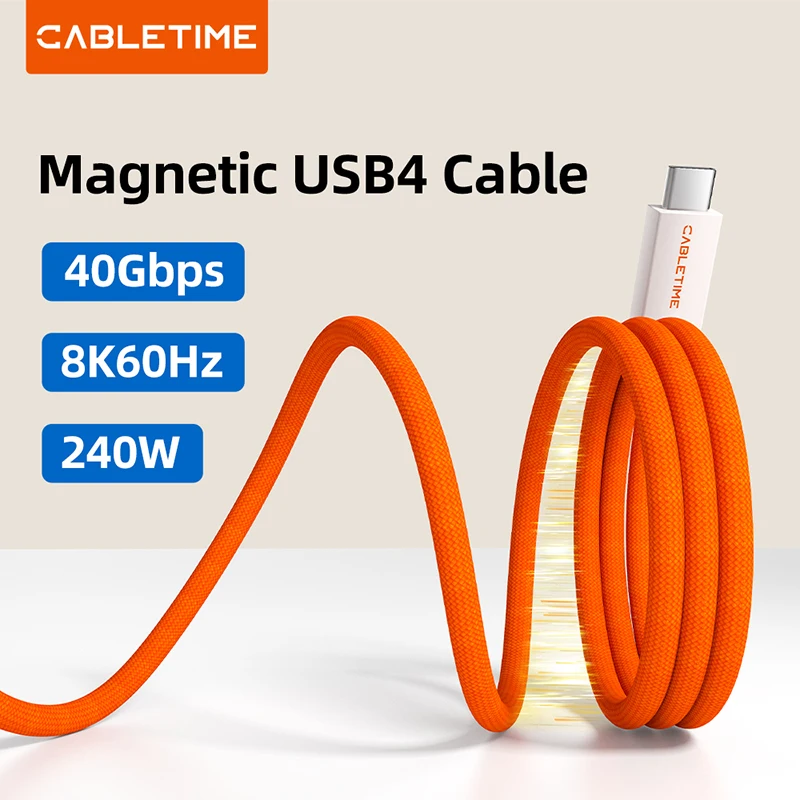 Магнитный кабель CABLETIME USB4, 240 Вт, 80 Гбит/с, 8K, кабель USB c, кабель для быстрой зарядки типа C для Thunderbolt 4/5, совместимый с iPhone iPad
Магнитный кабель CABLETIME USB4, 240 Вт, 80 Гбит/с, 8K, кабель USB c, кабель для быстрой зарядки типа C для Thunderbolt 4/5, совместимый с iPhone iPad