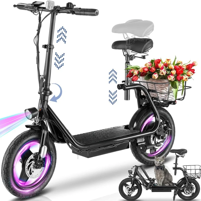 Adult electric scooter 14 inch tires, 500Wh battery, 30 miles range, 20MPH top speed
Adult electric scooter 14 inch tires, 500Wh battery, 30 miles range, 20MPH top speed