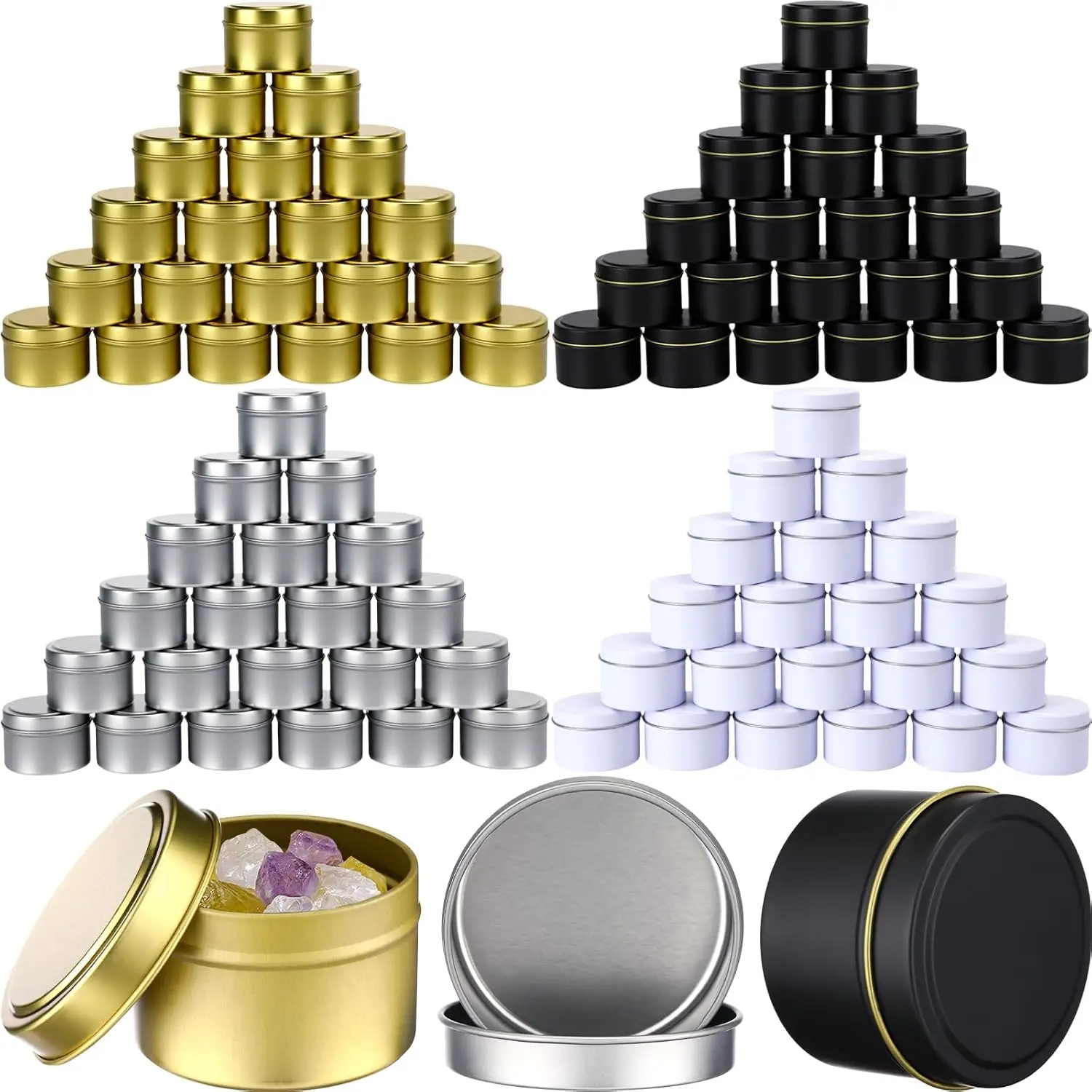 100 Pcs 4oz Candle Tins with Lids DIY Metal Wax Container Tins Bulk Empty Round Containers for Candle Making, Salves Candy Favors, Spices, Crafts, Christmas Gifts (4 Colors)
100 Pcs 4oz Candle Tins with Lids DIY Metal Wax Container Tins Bulk Empty Round Containers for Candle Making, Salves Candy Favors, Spices, Crafts, Christmas Gifts (4 Colors)