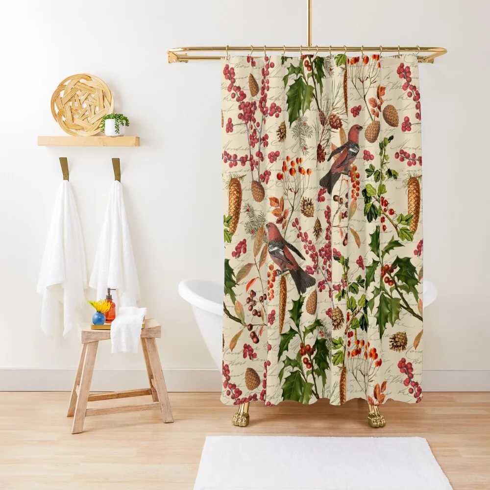 Vintage Birds Botanical Christmas Pattern Shower Curtain Modern Bathroom Accessories Bathroom Deco Curtain
Vintage Birds Botanical Christmas Pattern Shower Curtain Modern Bathroom Accessories Bathroom Deco Curtain