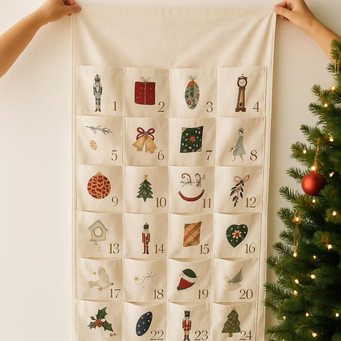 Advent Calendar Wall Large Fabric for Kids Christmas Countdown with Pockets for Treats Activity Cards Christmas room decor
Advent Calendar Wall Large Fabric for Kids Christmas Countdown with Pockets for Treats Activity Cards Christmas room decor