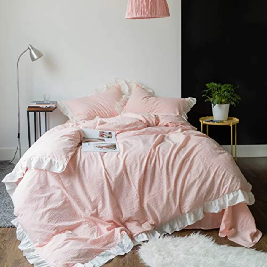 Ruffle Duvet Cover King 100% Washed Cotton 3 Pcs Set 1 Cute Lace Duvet Cover with Zipper Ties 2 Pillow Shams Farmhouse Peach St
Ruffle Duvet Cover King 100% Washed Cotton 3 Pcs Set 1 Cute Lace Duvet Cover with Zipper Ties 2 Pillow Shams Farmhouse Peach St