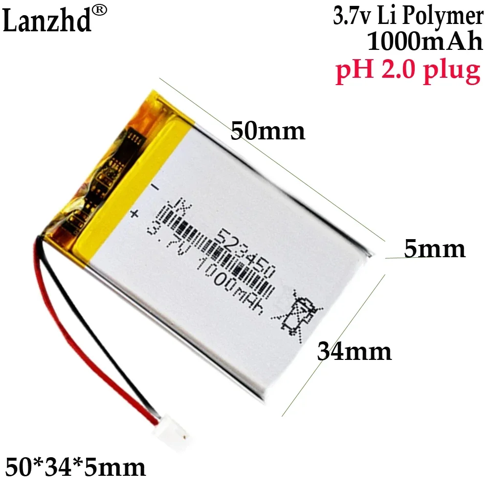 523450 3.7V 1000mah For early education machine battery disinfection device sealing machine rechargeable battery
523450 3.7V 1000mah For early education machine battery disinfection device sealing machine rechargeable battery