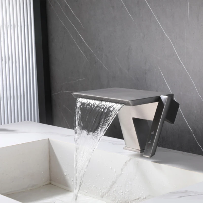 Deck Mounted Waterfall Sink Faucet Modern Single Handle Washroom Vanity Sink Faucet One Hole Bathroom Hot Cold Mixer Tap Gray
Deck Mounted Waterfall Sink Faucet Modern Single Handle Washroom Vanity Sink Faucet One Hole Bathroom Hot Cold Mixer Tap Gray