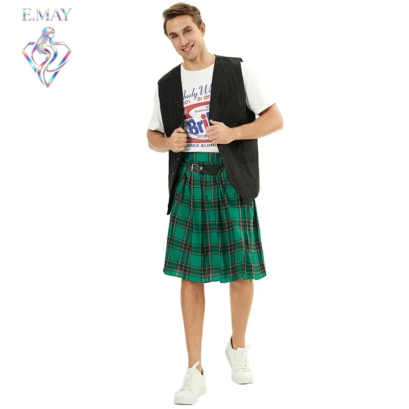 Halloween New Men's Scottish Festival Skirt Plaid Pleated Skirt Suit Performance Costume Men's Checkered Skirt
Halloween New Men's Scottish Festival Skirt Plaid Pleated Skirt Suit Performance Costume Men's Checkered Skirt