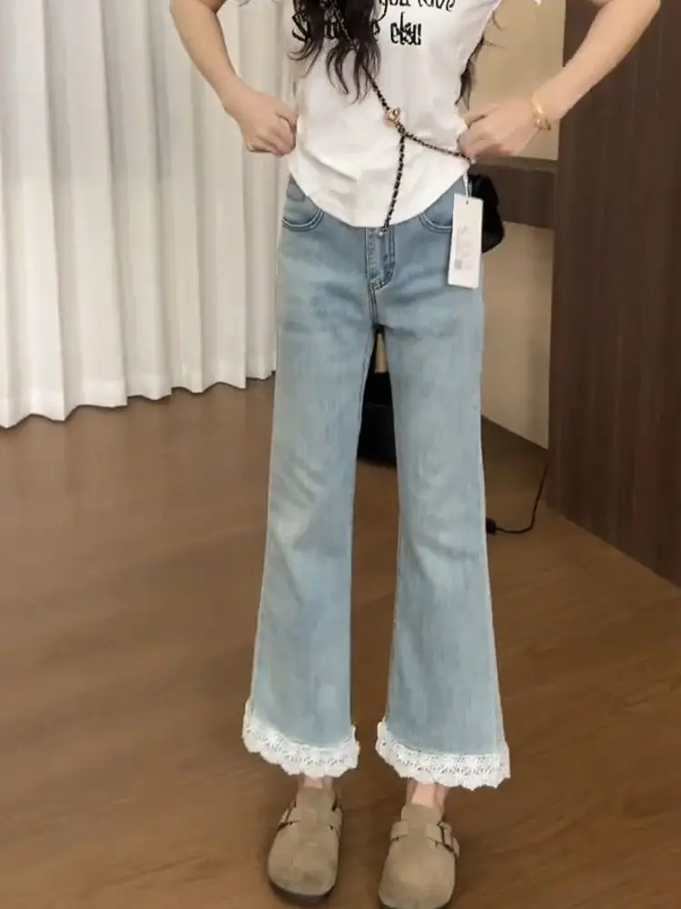 Синие джинсы с кружевной отделкой, расклешенные, женские, с высокой талией, свободные, прямые, повседневные, новые, длинные брюки
Синие джинсы с кружевной отделкой, расклешенные, женские, с высокой талией, свободные, прямые, повседневные, новые, длинные брюки