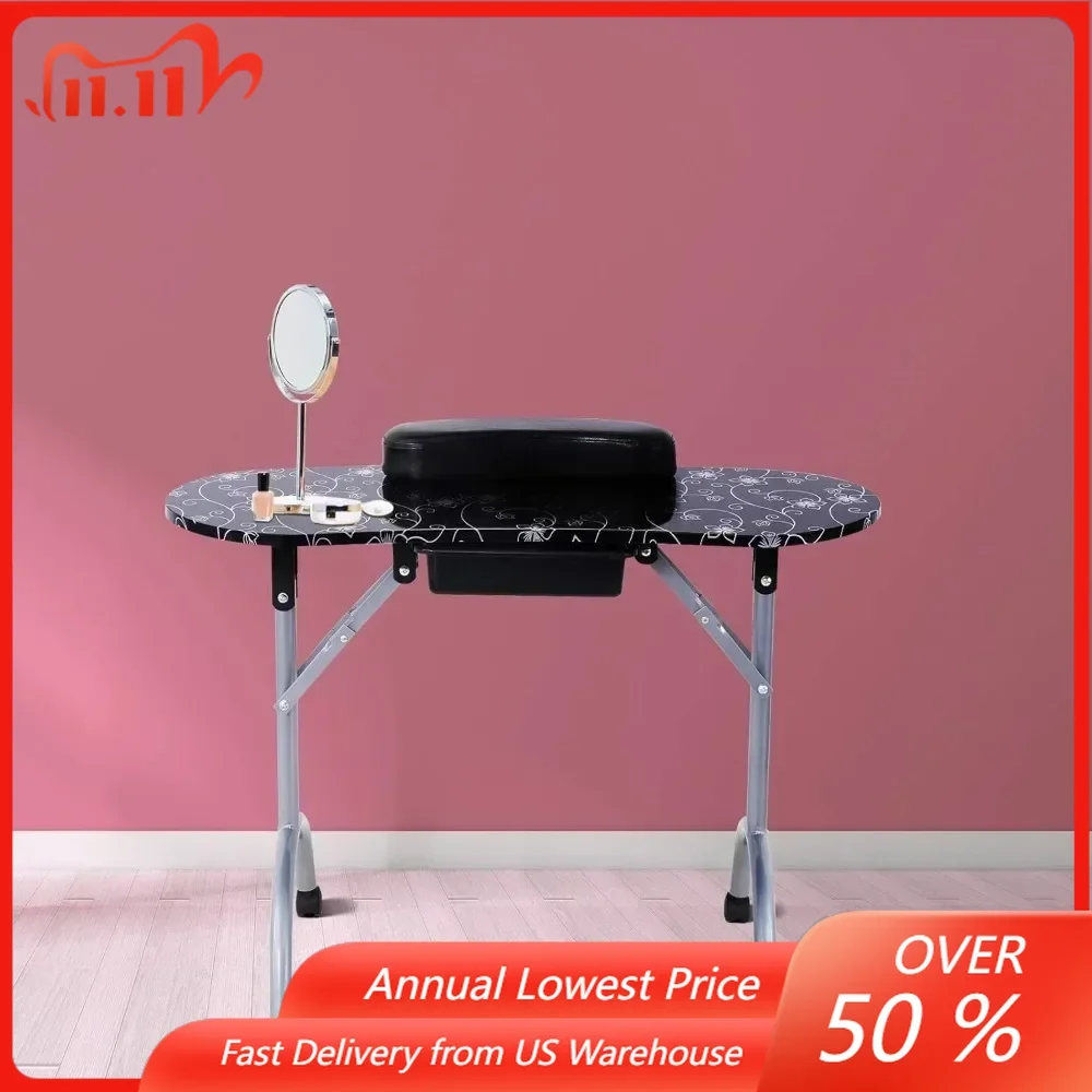 30" H Manicure Nail Table, Portable & Foldable Nail Desk Workstation with Large Drawer/Client Wrist Pad/Lockable Rolling Wheels
30" H Manicure Nail Table, Portable & Foldable Nail Desk Workstation with Large Drawer/Client Wrist Pad/Lockable Rolling Wheels