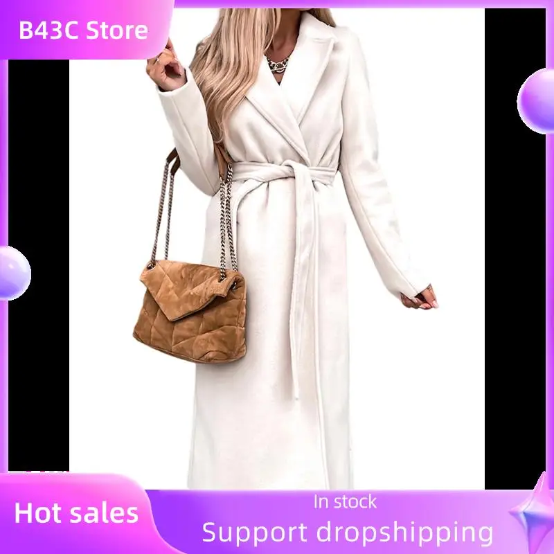 B14C Women's Notched Lapel Long Sleeves Slim Mid-Long Wool Blend Outerwear Casual Fall Winter Coats With Belt
B14C Women's Notched Lapel Long Sleeves Slim Mid-Long Wool Blend Outerwear Casual Fall Winter Coats With Belt
