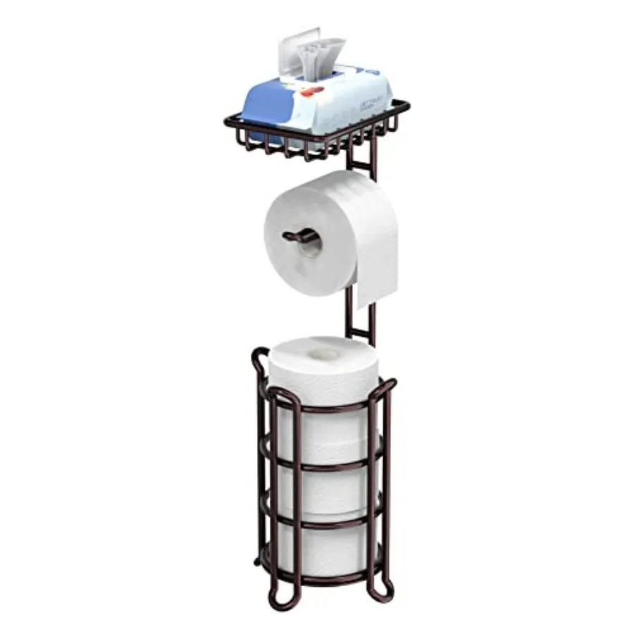 Toilet Paper Holder Stand Tissue Paper Roll Dispenser with Shelf for Bathroom Storage Holds Reserve Mega Rolls-Bronze
Toilet Paper Holder Stand Tissue Paper Roll Dispenser with Shelf for Bathroom Storage Holds Reserve Mega Rolls-Bronze