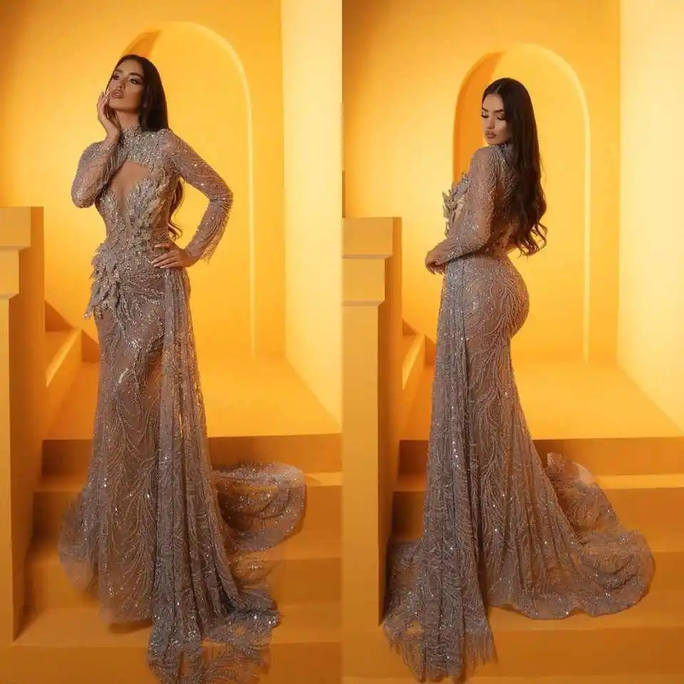 Crystal Evening Prom Dresses Mermaid Full Sleeve Beads Lace Special Design Prom Dress Floor-Length Vestido De Noite Customized
Crystal Evening Prom Dresses Mermaid Full Sleeve Beads Lace Special Design Prom Dress Floor-Length Vestido De Noite Customized