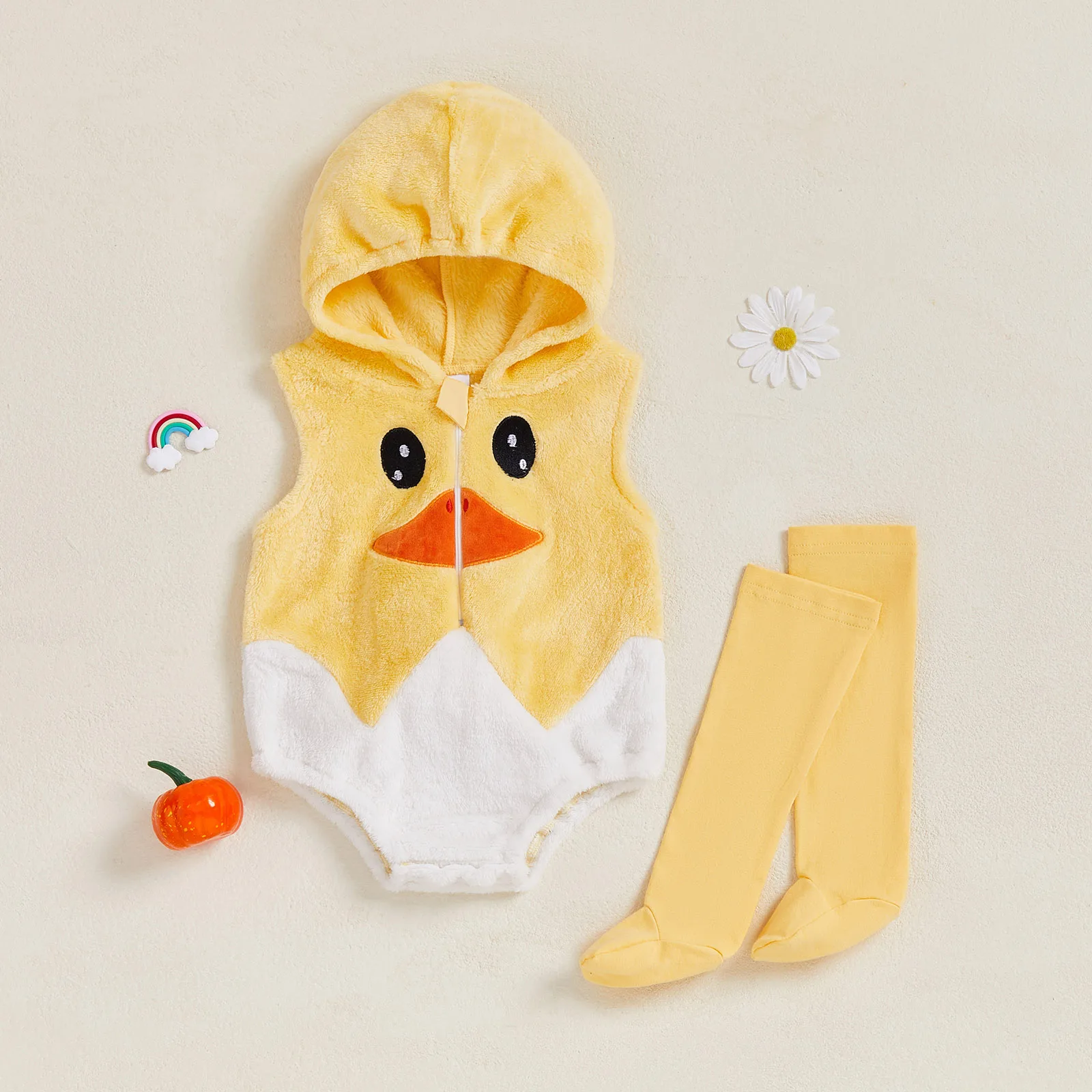 Tregren 0-18M Newborn Baby Duck Romper Cute Fashionable Hooded Sleeveless Plush Jumpsuits with Stockings for Infant Boys Girls
Tregren 0-18M Newborn Baby Duck Romper Cute Fashionable Hooded Sleeveless Plush Jumpsuits with Stockings for Infant Boys Girls