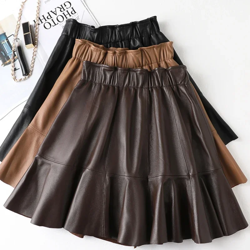 Genuine Sheepskin Leather Skirt for Women High Waist A Line Skirt Pleated Skirt Elastic Waist Puffy Skirts Korean Streetwear SGG
Genuine Sheepskin Leather Skirt for Women High Waist A Line Skirt Pleated Skirt Elastic Waist Puffy Skirts Korean Streetwear SGG