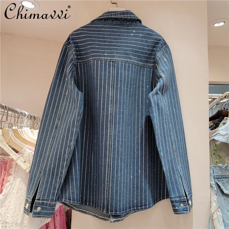 European Diamond Denim Shirt 2025 Autumn Fashion Polo Collar Loose Large Size Washed High Street Denim Blue Shirt Coat Women
European Diamond Denim Shirt 2025 Autumn Fashion Polo Collar Loose Large Size Washed High Street Denim Blue Shirt Coat Women
