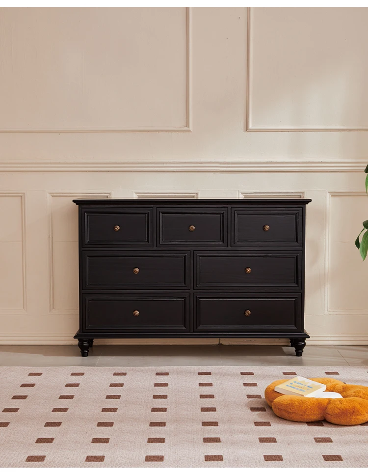 American solid wood chest of drawers living room black simple drawer cabinet against the wall vertical cabinet bedroom storage c
American solid wood chest of drawers living room black simple drawer cabinet against the wall vertical cabinet bedroom storage c