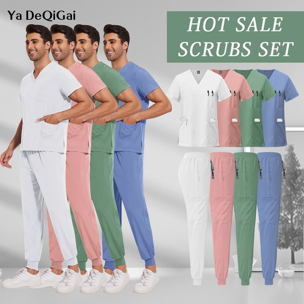 Man Women's Workwear Summer Dentist Overalls Medical Clothes Clinical Top+Pants Casual Surgical Uniform Scrub Set with 6 Pockets
Man Women's Workwear Summer Dentist Overalls Medical Clothes Clinical Top+Pants Casual Surgical Uniform Scrub Set with 6 Pockets