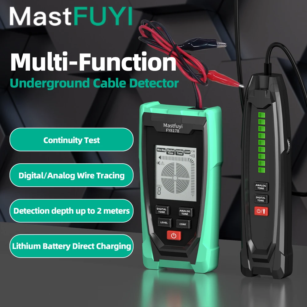 MASTFUYI FY8178 Professional Cable Tracker Underground Wire Locator Metal Detector Line Finder Continuity for Electrical Wiring
MASTFUYI FY8178 Professional Cable Tracker Underground Wire Locator Metal Detector Line Finder Continuity for Electrical Wiring