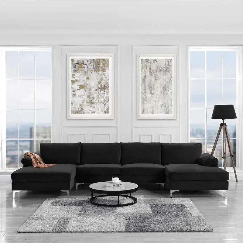 Modern Large Velvet Fabric Sectional Sofa, Double Extra Wide Chaise Lounge Couch, Sofas Modernos Para Sala
Modern Large Velvet Fabric Sectional Sofa, Double Extra Wide Chaise Lounge Couch, Sofas Modernos Para Sala