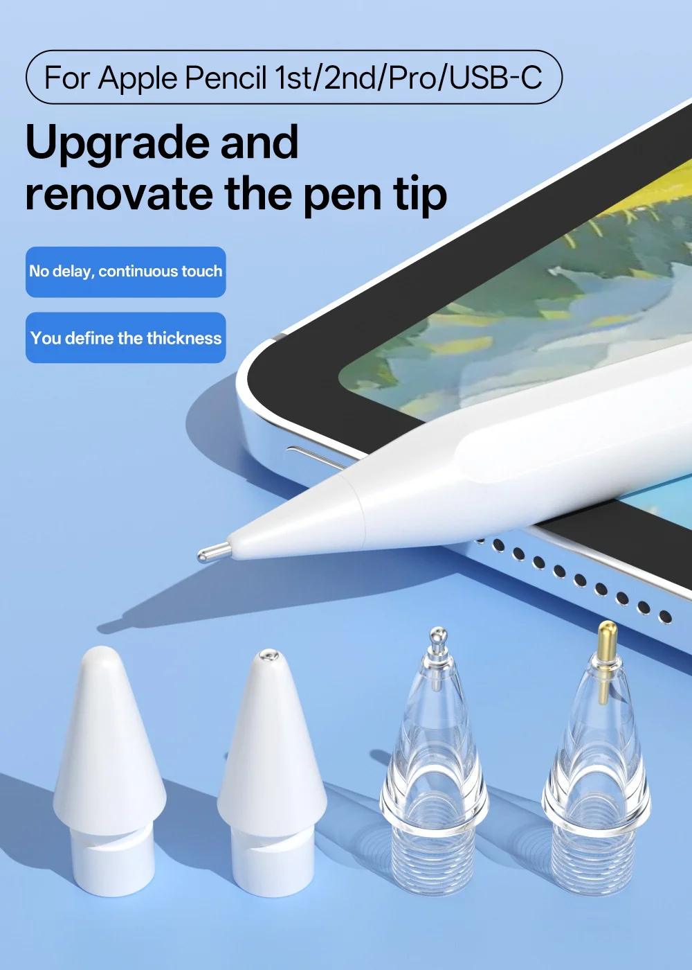 1Replacement Pencil Tips For Apple Pencil Pro/2nd Gen/1st Gen/USB-C, Upgraded iPad Pen Tips With Storage Case
1Replacement Pencil Tips For Apple Pencil Pro/2nd Gen/1st Gen/USB-C, Upgraded iPad Pen Tips With Storage Case