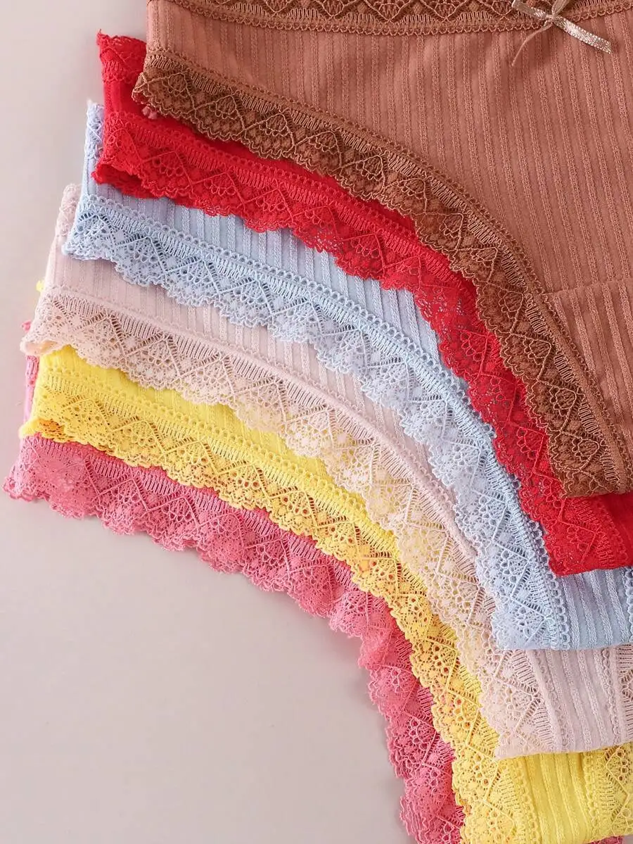 6pcs Womens Lace Thong Panties Mid-Waist Solid Color Underwear
6pcs Womens Lace Thong Panties Mid-Waist Solid Color Underwear