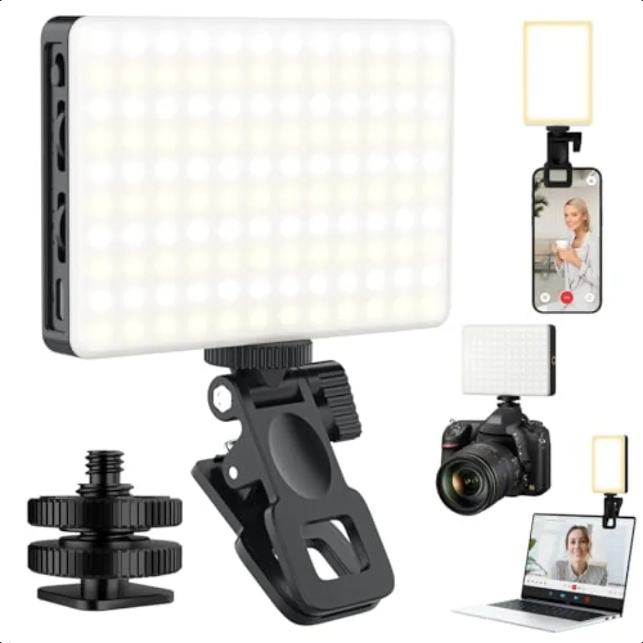 120 LED Selfie Light for iPhone Portable Phone Light with Clip Camera Tripod Adapter 8000mAh Rechargeable 3 Lighting Modes CRI
120 LED Selfie Light for iPhone Portable Phone Light with Clip Camera Tripod Adapter 8000mAh Rechargeable 3 Lighting Modes CRI