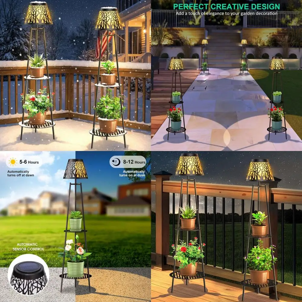 Outdoor LED Floor Lamp with Plant Stand, Waterproof Metal Garden Lights, 2-Tier Shelves, Suitable for Patio, Deck, Balcony, and
Outdoor LED Floor Lamp with Plant Stand, Waterproof Metal Garden Lights, 2-Tier Shelves, Suitable for Patio, Deck, Balcony, and