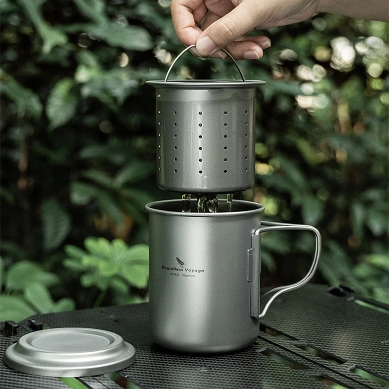 Boundless Voyage 450ml Titanium Cup with Filter, Folding Handles Ti Tea Coffee Mug, Portable Lightweight Tea Maker, 15.2oz
Boundless Voyage 450ml Titanium Cup with Filter, Folding Handles Ti Tea Coffee Mug, Portable Lightweight Tea Maker, 15.2oz