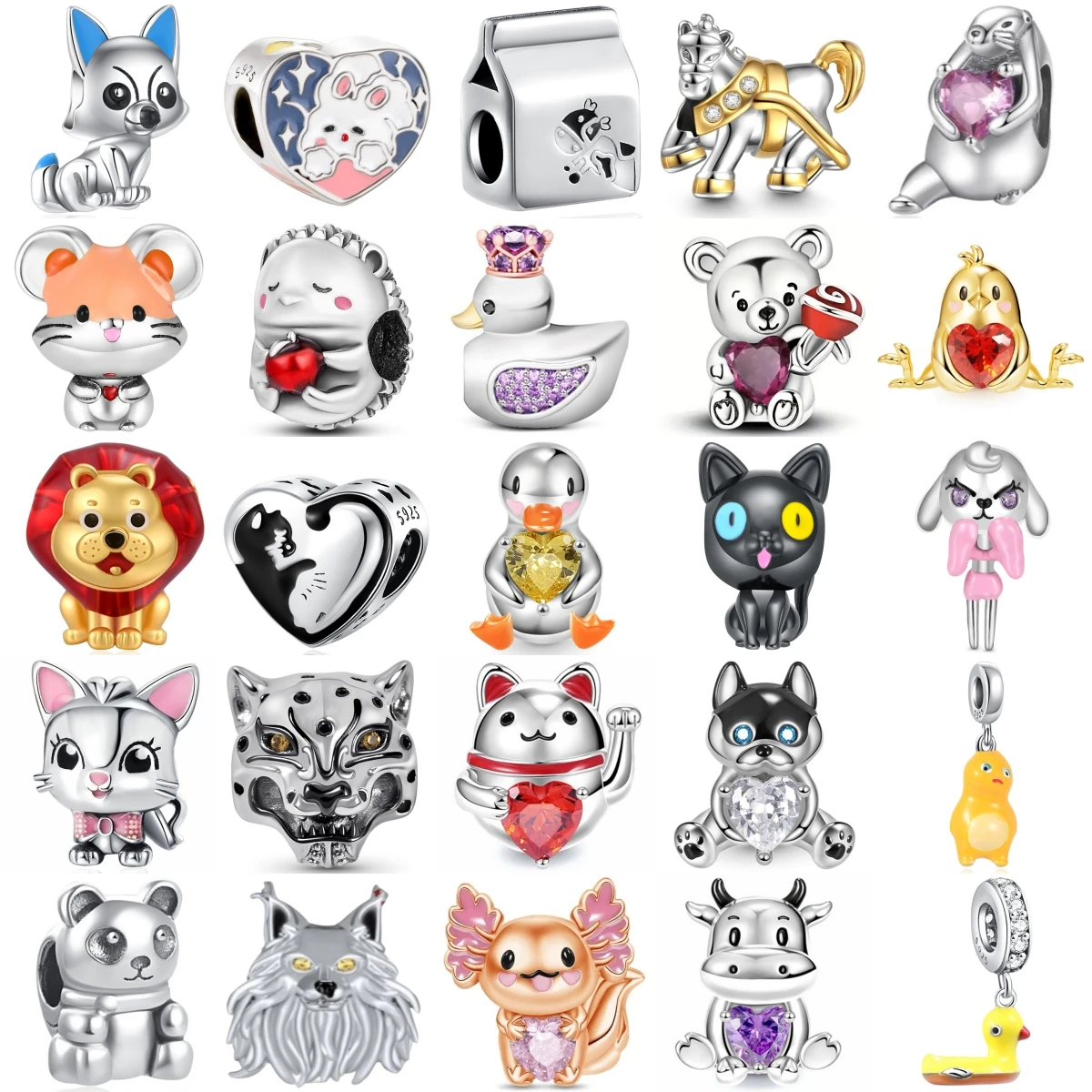 925 Sterling Silver Cute Animal Charms Beads Fox Bear Cat Duck Fit DIY Pendant Women Jewelry Gift
925 Sterling Silver Cute Animal Charms Beads Fox Bear Cat Duck Fit DIY Pendant Women Jewelry Gift