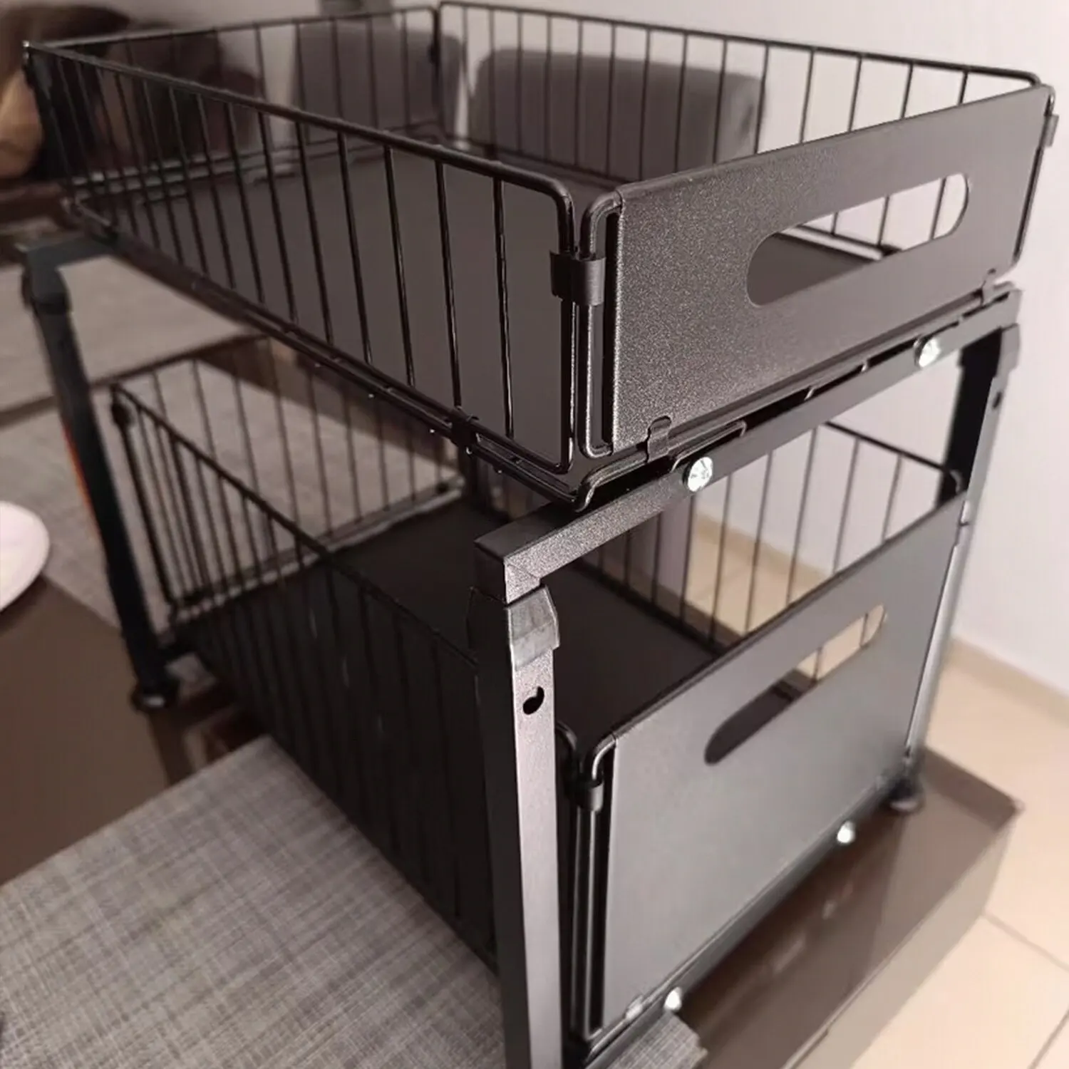 Carbon Steel Pull Out Cabinet Organizer Drawer Height Adjustable Rack for Cabinet Under Sink Organizer Spice Jar Storage Shelf
Carbon Steel Pull Out Cabinet Organizer Drawer Height Adjustable Rack for Cabinet Under Sink Organizer Spice Jar Storage Shelf