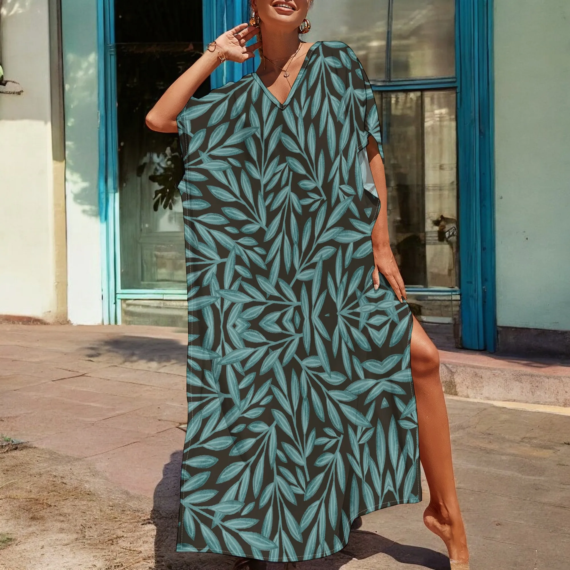 Boho Tropical Flowers Graphics Maxi Dress Short Sleeve V Neck Casual Loose Long Beach Split Dresses
Boho Tropical Flowers Graphics Maxi Dress Short Sleeve V Neck Casual Loose Long Beach Split Dresses