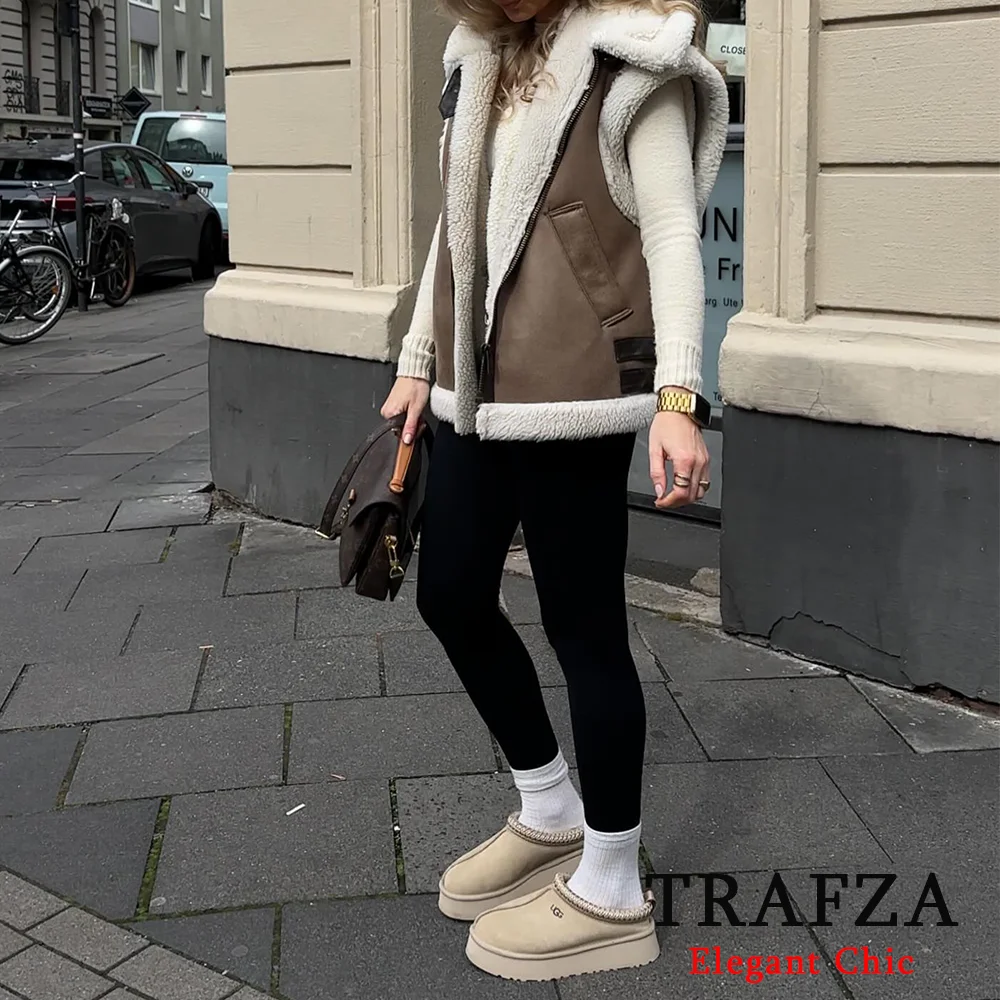TRAFZA-Women Fashion Fleece Patchwork Vest Sleeveless Pocket Zipper Vest New 2024 Autumn Winter Elegant Street Outwear Vest
TRAFZA-Women Fashion Fleece Patchwork Vest Sleeveless Pocket Zipper Vest New 2024 Autumn Winter Elegant Street Outwear Vest