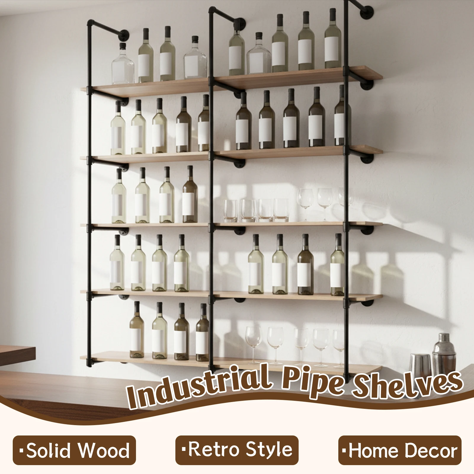 Industrial Pipe Bookshelf 5 Tier 72 Inch Industrial Pipe Shelves with Solid Wood Plank Rustic Farmhouse Pantry Kitchen Storage
Industrial Pipe Bookshelf 5 Tier 72 Inch Industrial Pipe Shelves with Solid Wood Plank Rustic Farmhouse Pantry Kitchen Storage