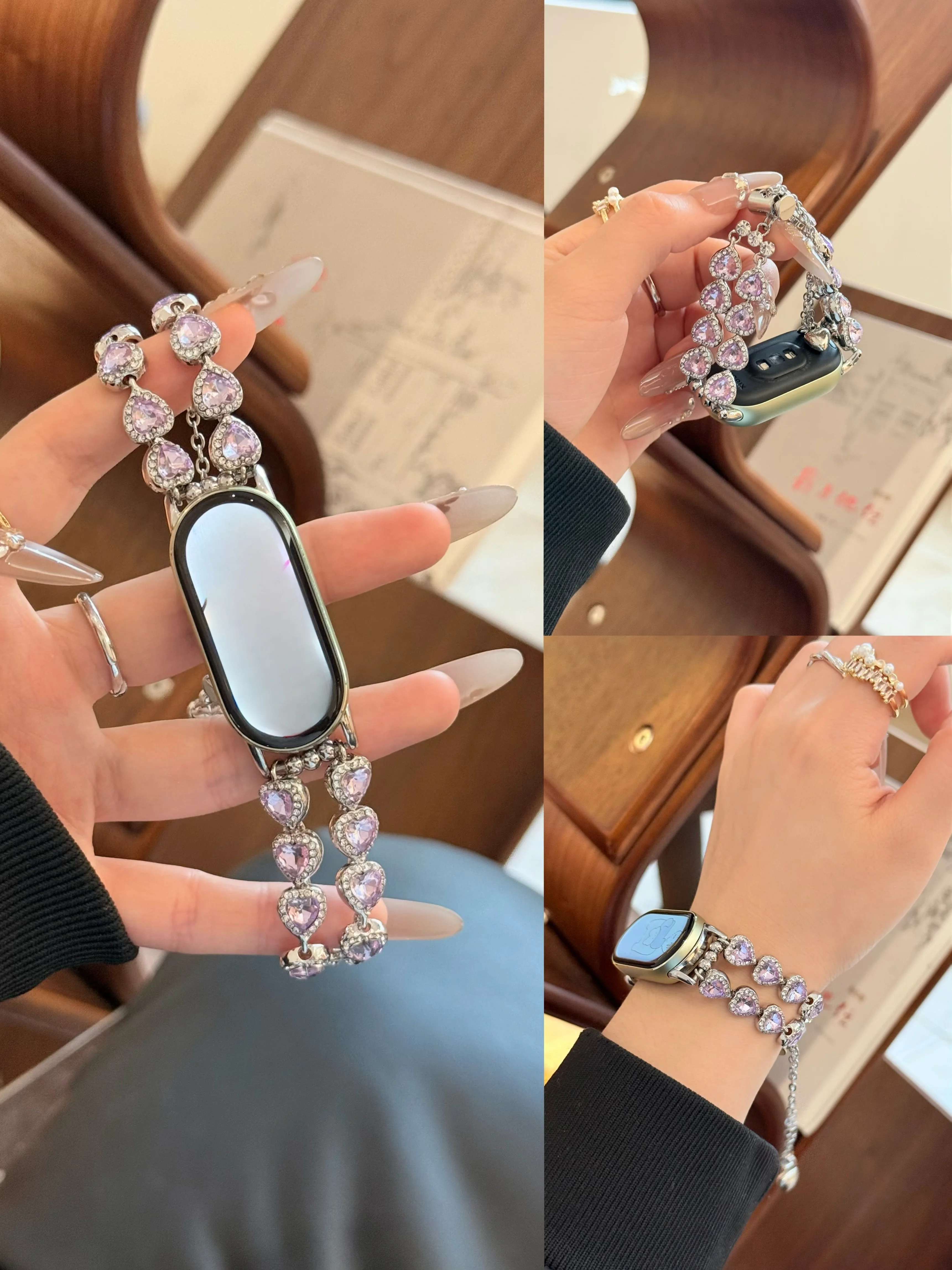 Watch strap with heart-shaped double chain and diamond inlay suitable Xiaomi Band 8Pro/9Pro,For Mi band 3/4/5/6/7,8/8NFC/9/9NFC/
Watch strap with heart-shaped double chain and diamond inlay suitable Xiaomi Band 8Pro/9Pro,For Mi band 3/4/5/6/7,8/8NFC/9/9NFC/
